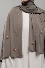 Premium jersey Fait main hijab Diamond - Mink Gray – Image 2
