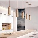 Suspension LED en travertin et noyer – Design géométrique rond ou carré pour salon, chambre et salle à manger (110–240 V) – Image 8