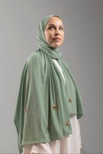 Premium jersey  hijab Fait main Diamond - Willow Green