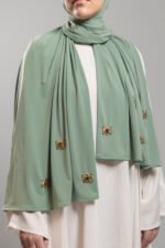 Premium jersey  hijab Fait main Diamond - Willow Green – Image 2