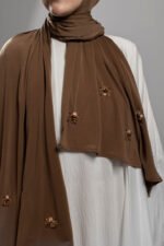 Premium jersey hijab Fait main  Diamond - Chocolate brown – Image 3