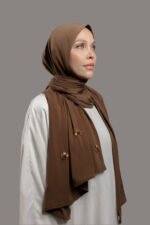 Premium jersey hijab Fait main  Diamond - Chocolate brown