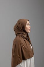Premium jersey hijab Fait main  Diamond - Chocolate brown – Image 4