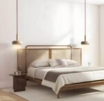 Suspension en travertin beige – Lampe suspendue design naturel pour salle à manger, salon et chambre – Image 4