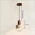Lampe suspendue en travertin et métal – Design élégant et naturel pour intérieurs Scandinave Japandi (H 16 cm) – Image 4