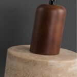 Lampe suspendue en travertin et métal – Design élégant et naturel pour intérieurs Scandinave Japandi (H 16 cm) – Image 2