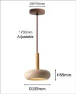 Suspension en travertin beige – Lampe suspendue design naturel pour salle à manger, salon et chambre – Image 2