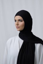 Premium Bamboo Jersey  Hijab - Black – Image 5