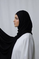 Premium Bamboo Jersey  Hijab - Black – Image 3