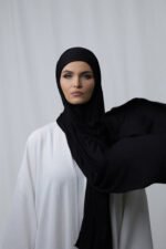 Premium Bamboo Jersey  Hijab - Black – Image 2