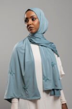 Premium jersey handmade hijab Diamond - Steel Blue