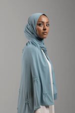 Premium jersey handmade hijab Diamond - Steel Blue – Image 3