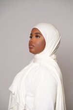 Premium Bamboo Jersey Hijab - Cream white – Image 2