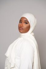 Premium Bamboo Jersey Hijab - Cream white