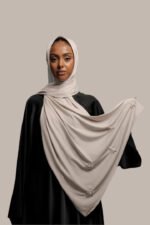 Premium jersey fait main  hijab Diamond  - Pearl beige