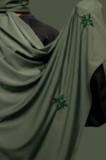 Premium jersey Fait main hijab Diamond - Olive green – Image 3